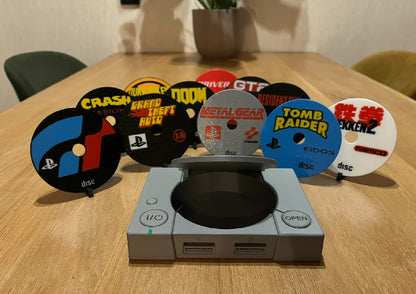 PS1 Game Console Coaster Holder With Coasters Of Choice(6Min)