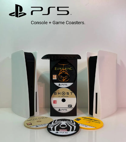 PS5 Game Console Coaster Holder With Coasters Of Choice(6 Min)